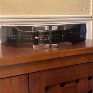 WHBM Black Wide Stretch Belt